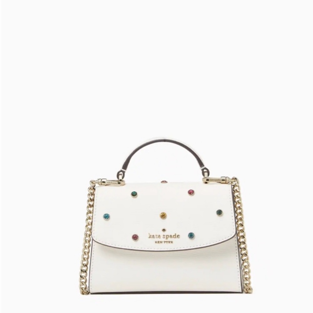 Kate Spade Darcy Micro Satchel White with multi colored embellishments
